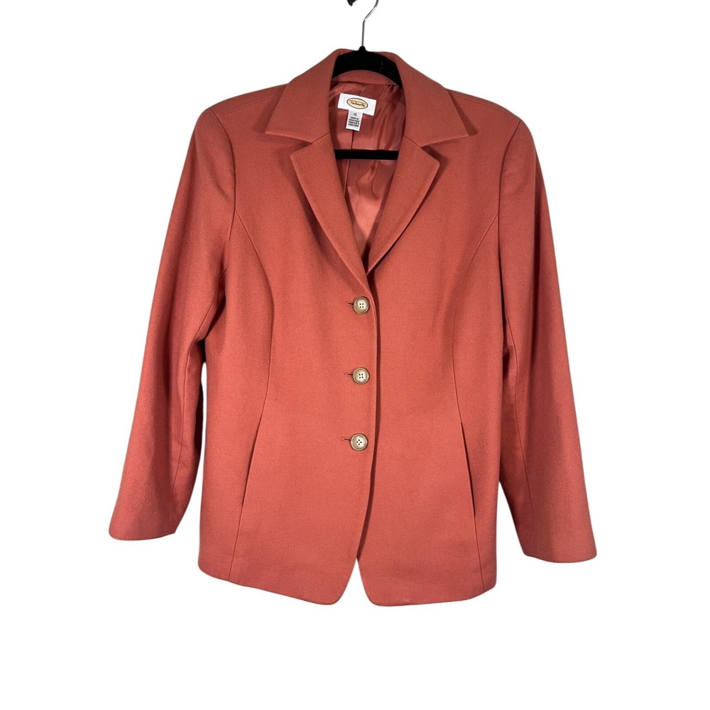 Talbots Jacket Women 12 Orange Cashmere Office Career Neutral Wool 80s Retro